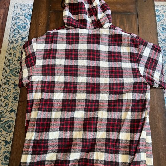 Vintage Casual Corner Plaid Hooded Quarter Zip Pullover Jacket Shacket Flannel L - Picture 7 of 9
